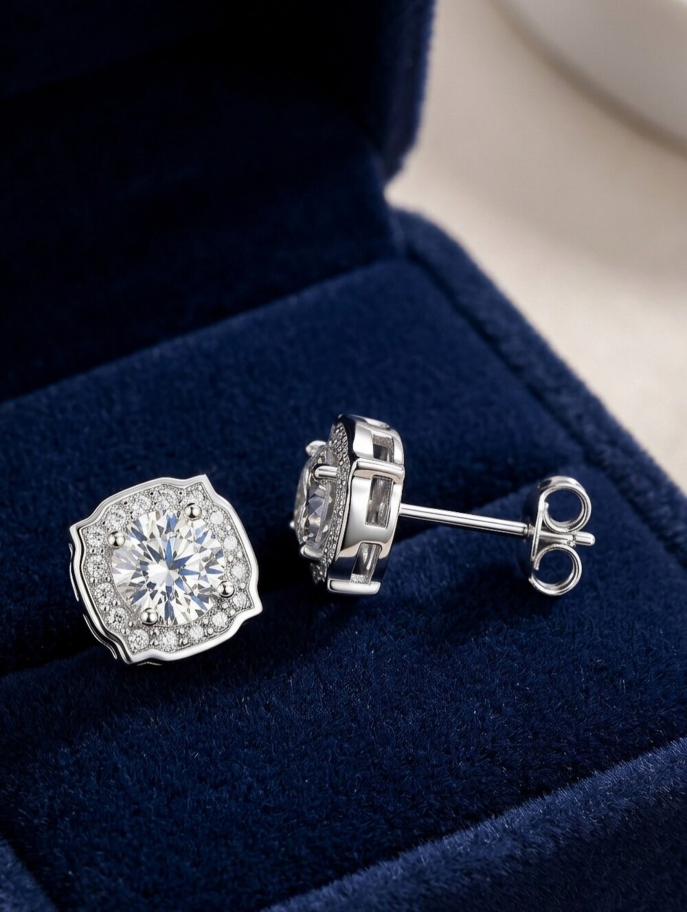Moissanite Diamond 1 CT Maltese Cross Earrings
